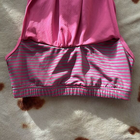 Champion tank top with built in sports bra sz Medium Pink Stripe - Picture 3 of 6